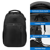 WOLT Laptop Backpack for Men Women for 15.6 Inch and 17 Inch Notebook, Travel Backpack Carry On Flight Approved with Computer Compartment, College Bookbag with USB Charging Port (Black)