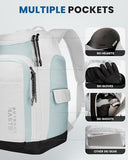OutdoorMaster 50L Ski Boot Bag, Ski and Snowboard Boots Travel Backpack with separate compartments for Helmet, Ski Shoes, Goggles, Gloves, and Accessories, Splash proof Exterior & Bottom - White
