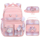 NSEQB Girls School Backpack Set With Lunch Box For Elementary Middle,Pink