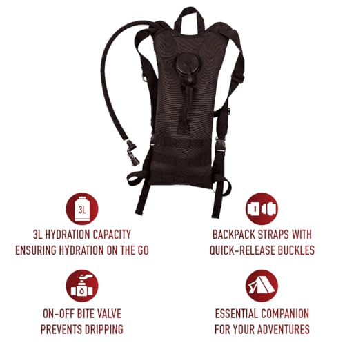 Rothco 3L MOLLE Backstrap Hydration System – Water Storage Backpack for Camping and Hiking (Black, One Size)