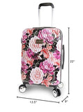 BEBE Marie 21" Hardside Carry-on Spinner Luggage Carry-On Luggage, Black Floral Print