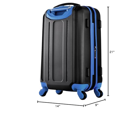 Olympia USA Apache II 22 Inch Expandable Rolling Carry On Lightweight Hardside Double 4 Wheel Spinner Luggage Suitcase with Locking System and Hidden Laptop Compartment, Black/Blue