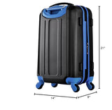 Olympia USA Apache II 22 Inch Expandable Rolling Carry On Lightweight Hardside Double 4 Wheel Spinner Luggage Suitcase with Locking System and Hidden Laptop Compartment, Black/Blue