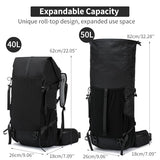 Hiking Backpack,40L to 50L Extra Large Capacity Hiking Bag,Internal Frame Camping Backpack,Upgraded X-PAC Lightweight Sport Daypack Travel Backpack Fit For Mountain Climbing Camping(Black)