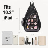 PainPop Oxford Ita Bag Crossbody Sling Bag with Insert Board, Kawaii Pin Display Chest Pack, Single Shoulder Sport Backpack Hiking Daypack for Enamel Pins and Daily Use