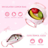 Similove Backpack for Girls Corduroy 3PCS Bow School Bookbag for Teen Girl with Lunch Box & Pencil Pouch Lightweight Laptop Backpack for Middle High Elementray School Travel Daypack