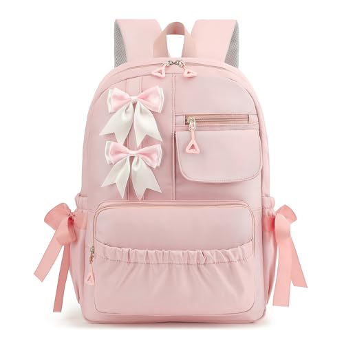 RTGNEI Girls High Middle School Backpack with Bows for Kids Kawaii Coquette Bookbag 5-12 | Backpacks4Less