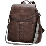 VASCHY Backpack Purse for Women, Fashion Cute Vegan Leather Flap Backpack Convertible Handbag for Ladies with Guitar Strap Coffee