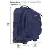 JanSport Driver 8 Rolling Backpack - Wheeled Travel Bag with 15-Inch Laptop Sleeve, One Size, Russet Red