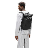 RAINS Rolltop Rucksack Large - Waterproof Rolltop Backpack Water Resistant Commuter Travel Pack Urban Minimalist (Black, Regular)
