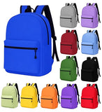 Winterlace 12 Pcs Backpacks 17” 2-Compartment Zippered for Adults Kids School Travel Donations Lightweight Outdoors (Assorted Colors, 12 Pack)