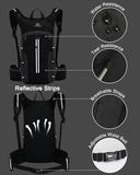 Outplea Foldable Cycling Backpack for Men Women, Small Packable Waterproof Hiking Daypack with Waist Belt, 6L Lightweight Mountain Bicycle Backpack fit Helmet for MTB Biking Skiing Climbing, Black
