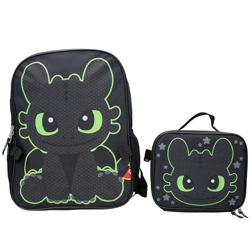 AI ACCESSORY INNOVATIONS How to Train Your Dragon Toothless Backpack and Lunch Box Set, 16 inch School Bag, Black | Backpacks4Less