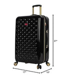 Betsey Johnson 26 Inch Checked Luggage Collection - Expandable Scratch Resistant (ABS + PC) Hardside Suitcase - Designer Lightweight Bag with 8-Rolling Spinner Wheels (Heart to Heart Black)