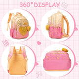 Meetbelify Kids Backpacks for Girls Backpacks for School Kids Canvas Travel Laptop Backpack with Lunch Box for Elementary Students Girls Back to School Bookbag Ages 8-10