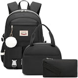 Spotted Tiger School Backpack for Girls Backpack with Lunch Box Anime Bookbag Set School Bag Kawaii Backpacks for Girls Teens (Black)