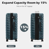 Coolife Lightweight Luggage with TSA Lock,Large Checked Teal Blue