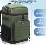 YOUNGOA Cooler Backpack Insulated Waterproof for Men and Women, 2 Insulated Compartments Backpack Cooler for Beach Travel Camping, Portable Lightweight (Green, Large)