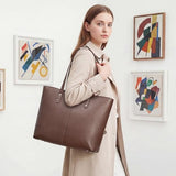 S-ZONE Tote Bag for Women Work Totes Large Vegan Leather Purses and Handbags Women's Shoulder Bag with Luggage Strap for Travel Commuting Office Teacher Coffee
