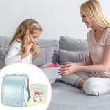 IwaiLoft Ransel Randoseru Backpack with Automatic Satchel for Girls, Japanese School Bag Embroidery PU Bookbag for Women (Morocco Light Green)