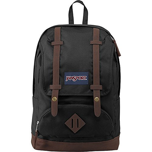 JanSport Cortlandt 15-inch Laptop Backpack - Rugged Vegan Leather Bag, Black