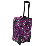 Rockland Fashion Softside Upright Luggage Set, Expandable,Telescopic Handle,Wheel, Purple Leopard, 2-Piece (14/19)