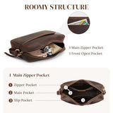 S-ZONE Crossbody Bags for Women Top Grain Leather Shoulder Handbags Camera Bag Purse Adjustable Strap Travel Daily Dark Brown