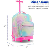 J World Sunrise Kids Rolling Backpack with Wheels for Girls Boys, Roller Bookbag for School, 18 x 13 x 9 Inches, Aurora