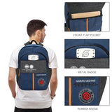 Bioworld Naruto Shippuden Shinobi Symbols Blue 17.5” Adult Commuter Backpack