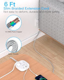 Travel Essentials, 22.5W/4.5A Flat Plug Power Strip, 6 Ft Extension Cord