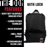 DIME BAGS Lockable Sling Backpack with Odor Sealing Carbon Lining, Scent & Spill Proof Crossbody Bag with 3-Digit Combo Lock, Water-Resistant Exterior, Adjustable Strap & Hidden Pocket (Black)