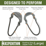 MAXPEDITION Positive Grip Zipper Pulls (Large, Gray) Pack of 6, Zipper Pull Replacement for Tactical Backpack, EDC Pouch, Bug Out Bag & Luggage, Sling Pull Tab, PZLGRY