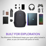 Alienware 16 Backpack - AW5625P - 21L Capacity, 3D Breathable mesh, Magnetic pocket organizers, RFID safe pocket, Weather resistant, 3D Iridescent reflective Alienware logo - Alienware Black