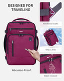 ECOHUB 17" Small Travel Backpack, United Airlines Personal Item Bag 17x10x9 with 16 Pockets, Water Resistant Rucksacks Fit 15.6" Laptop, AirTag Pocket, Lightweight Casual Daypack, 25L, Red