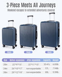 LIGHT FLIGHT 3 Piece Luggage Sets With Spinner Wheels Hardshell TSA Lock
