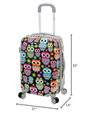 Rockland Departure Hardside Spinner Wheel Luggage, Owl, 2-Piece Set (20/28)