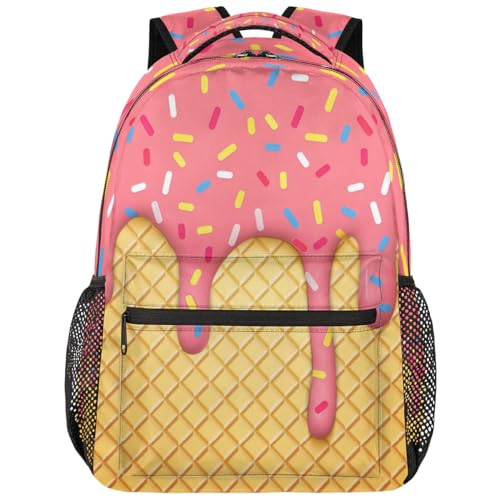 GzLeyigou Daypack Backpacks 16 Inch Bookbags for Students, Ice Cream School Backpack Laptop Shoulder Bag Daypack for Travel Hiking Camping, Casual Daypack for Girls Boys Women Men