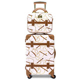 Chariot Regal Vintage Style 2-Piece Hardside Carry-On Retro Train Case Spinner Luggage Set - Ivory