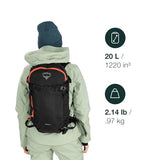 Osprey Sopris 20L Ski and Snowboard Backpack, Black
