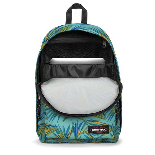 EASTPAK Out Of Office – 31L Backpack with Dual Compartments, 14-inch Laptop Tablet Sleeve, Utility Pocket, Bottle Holder, Brize Palm Aqua