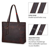 S-ZONE Women Vintage Genuine Leather Shoulder Tote Bag Large Work Handbag Purse
