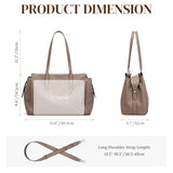 S-ZONE Leather Tote Bag for Women Large Shoulder Bags Crossbody Handbag Work Purse Travel Trip
