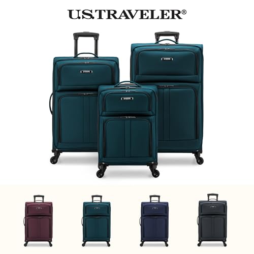 U.S. Traveler Anzio Softside Expandable Luggage with Spinner Wheels, Teal, 26-Inch Medium