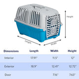 MidWest Homes for Pets Spree Travel Carrier – Hard-Sided Dog & Cat Carrier, Small Pet Travel Crate with Handle, Ventilated Design, Durable Plastic Door, Easy Assembly, 19-Inch, Blue
