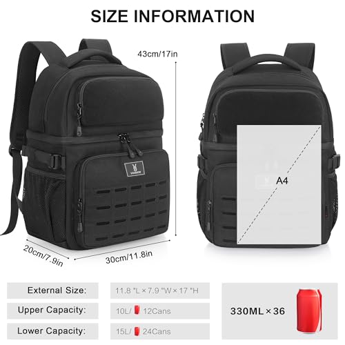 VS VOGSHOW Insulated Double Deck Cooler Backpack for Men Women, 36 Cans Large Leakproof Cooler Bag for Camping, Hiking, Picnic, Fishing, Beach, Travel