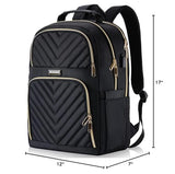 Kuosdaz Laptop Backpack for Women, School Backpack for Teen Girls, 15.6 Inch Quilted Work Backpack Purse, Large Anti-theft Bookbag for Students, Casual Daypacks for Women,Black