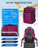 ECOHUB 17" Small Travel Backpack, United Airlines Personal Item Bag 17x10x9 with 16 Pockets, Water Resistant Rucksacks Fit 15.6" Laptop, AirTag Pocket, Lightweight Casual Daypack, 25L, Red