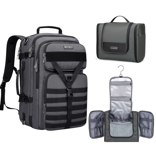 WITZMAN Carry On Travel Backpack for Men Large Convertible 45L Nylon Backpack 3 in 1 Bag and mens travel bag toiletry Large Hanging Multi-organization Bathroom Bag