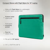 Incase Compact Laptop Sleeve with Flight Nylon - 16 Inch MacBook Pro and Laptop Case – Slim Computer Sleeve with Faux Fur Lining, Front Accessory Pocket with Zipper - Ocean Jade
