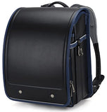 Baobab's wish Ransel Randoseru Backpack Semi-automatic satchel Japanese school bag for girls and boys PU leather bab-rng58 (Black)